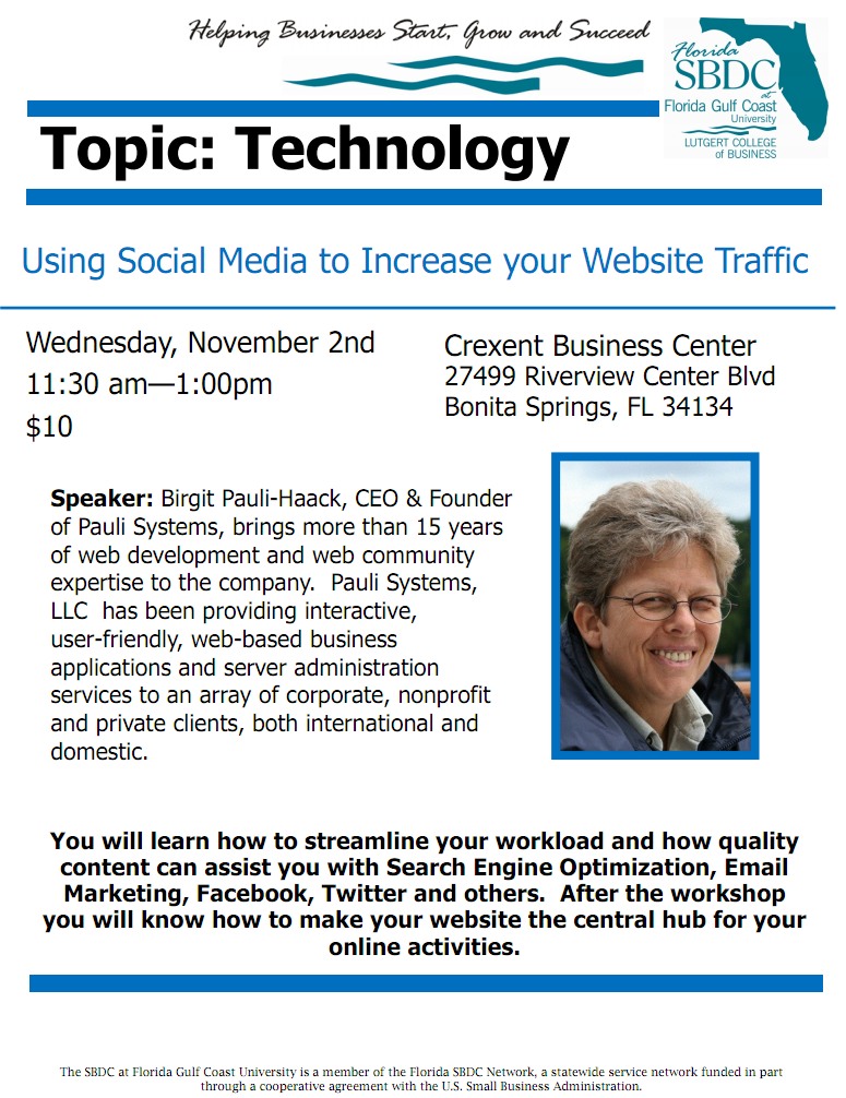 SBDC Workshop: Using Social Media to Increase Your Website Traffic 